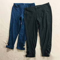 European single sports pants women Spring and Autumn Capri pants slim running pants stretch thin temperament solid color hollow fitness pants