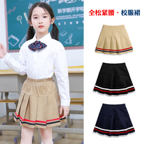 Girls Skirt 2021 new spring girls skirt summer class dress Khaki black childrens pleated skirt