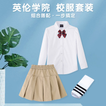 Childrens school uniform set new white shirt half-body pleated skirt spring and summer college style kindergarten primary school class dress