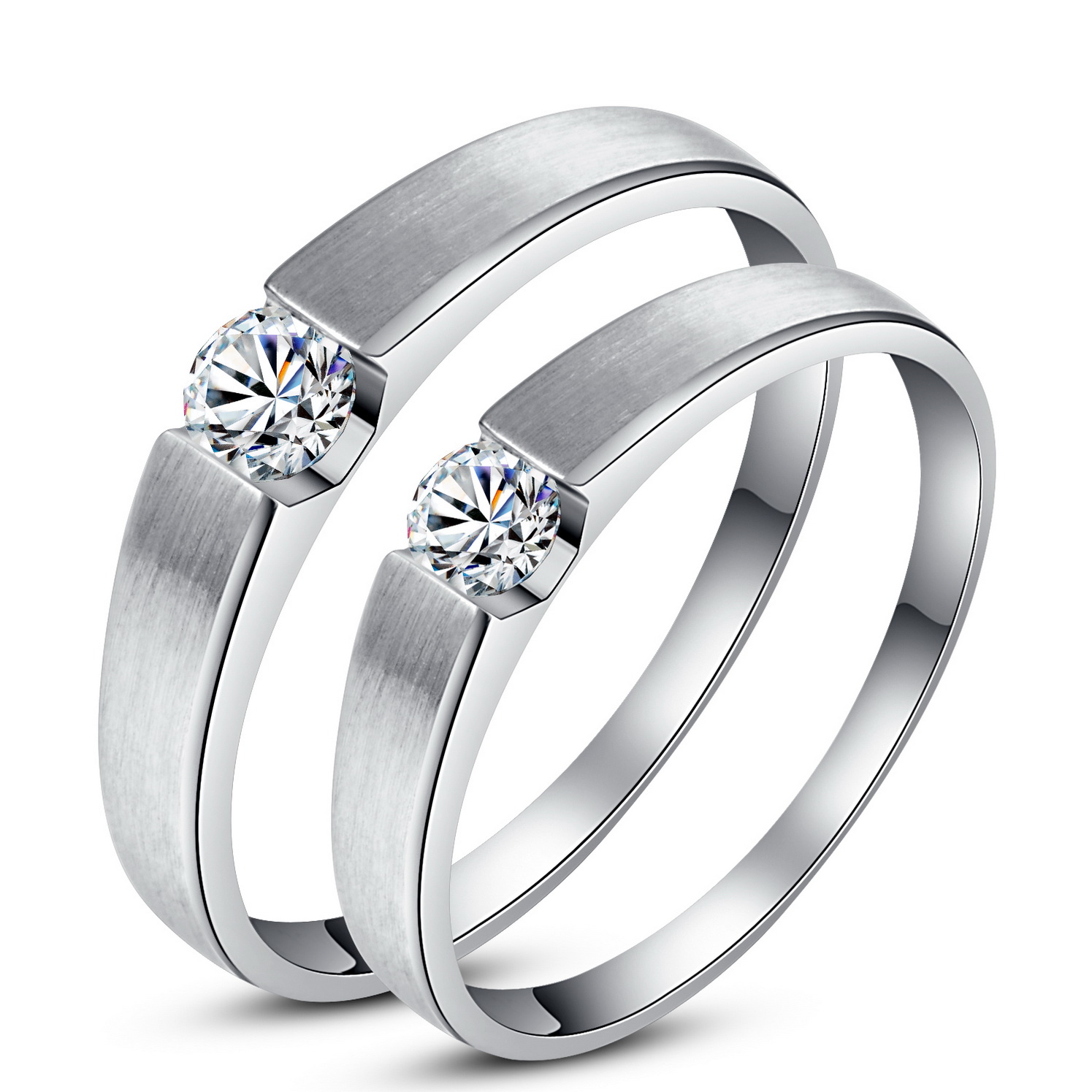 钻石戒指结婚情侣对戒18k白金铂金求婚钻戒男正品 含情