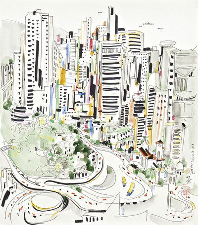 《香港》 吴冠中 名人名画 国画 40*45cm 包邮