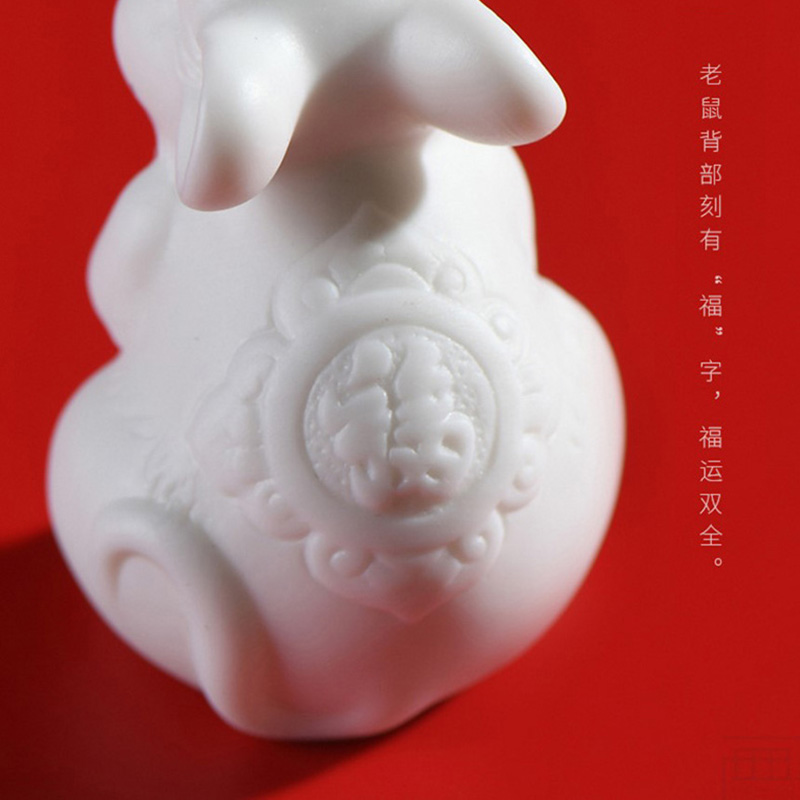 Year of the rat creative Chinese zodiac mouse furnishing articles home sitting room adornment your up with violet arenaceous white porcelain tea table tea