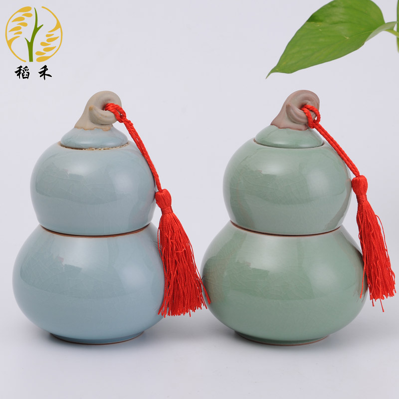 Rice grain ceramic handicrafts gourd practical home furnishing articles your porcelain tea pot storage tank is sealed as cans