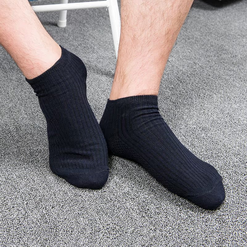 5双男袜子秋冬商务短筒袜子 吸汗防臭土素色加厚款男士产品展示图4