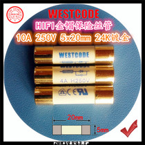 European WESTCODE 10A 250V 5x20 HIFI gold cap silver silk CD bile machine power amplifier fuse tube