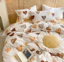 Minimalist pure cotton four pieces set 100 All cotton ins Princess Wind Dormitory Bed bed Rind Bed Linen Three Sets of bedding