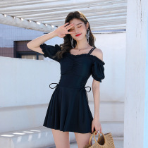 Swimsuit female summer size fairy fan Korean wind conservative thin belly cover belly conjoined flat corner skirt student hot spring swimsuit