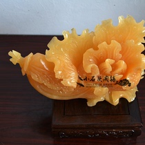 Natural rice yellow jade cabbage ornaments lucky jade treasure jade carving handicraft living room decoration feng shui gift furnishings