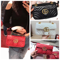 Gucci womens bag Gucci Marmont love wave pattern Mini 22cm chain shoulder messenger bag