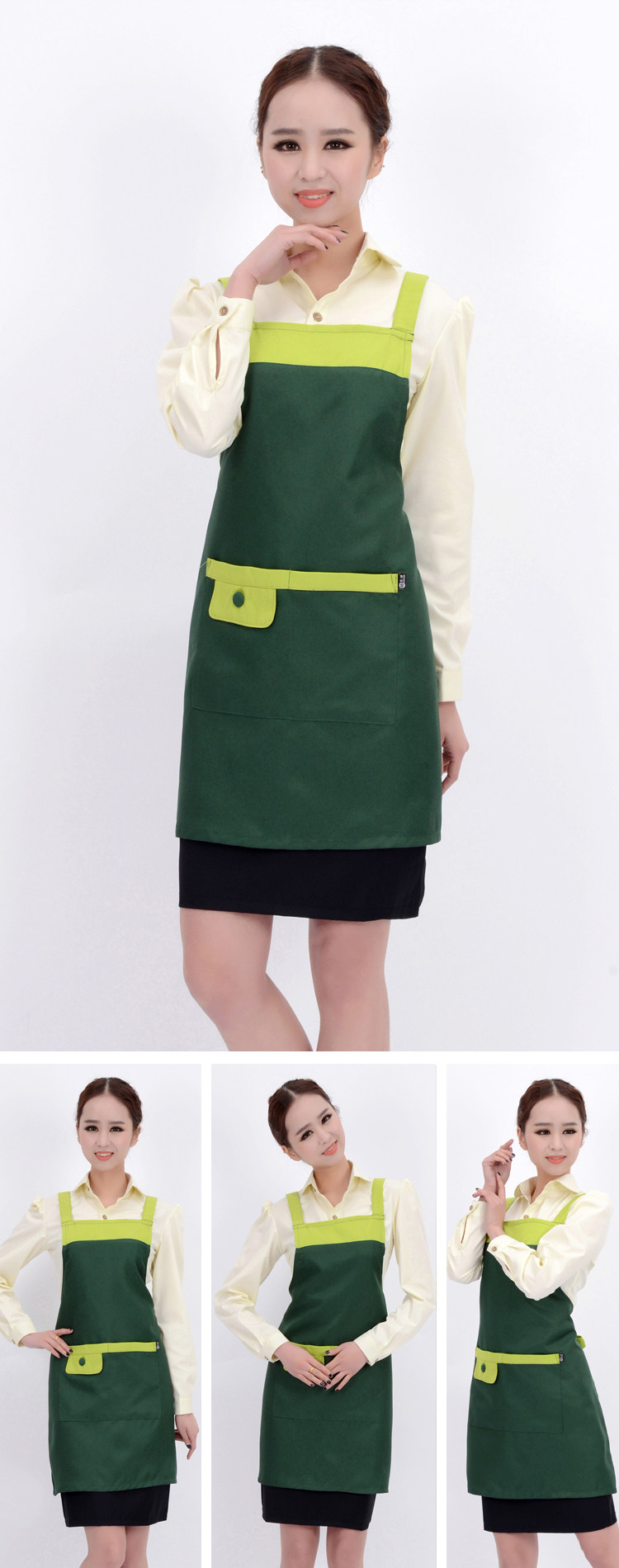 韩版时尚防水围裙连锁水果超市奶茶便利店工作服定制logo绣印字