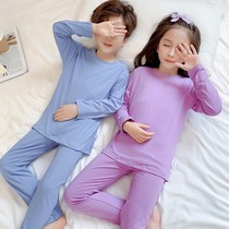 Childrens home pajamas 2021 new girls Spring and Autumn long-sleeved trousers set autumn boys