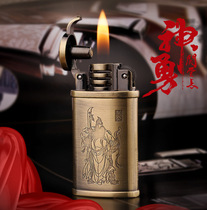 Dolphin Vintage Metal Grinding Wheel Lighter Creative nostalgic Flint inflatable brand lighter Love Guan Gong