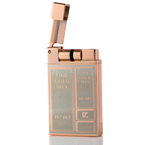 Thin Induction Bric Gold Bar Lighter Metal Inflatable Windproof Direct Punch Lighter Mens gift