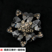 Mink beauty Mink buckle Five-pointed star buckle Fur cashmere cufflinks Cufflinks Fur crystal jewelry accessories Rhinestone buckle 40mm