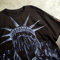 ins superfire European and American streets free goddess printed tide card short sleeve T-shirt male wave loose big code couple compassionate woman