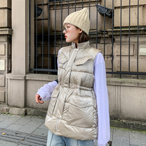 2020 new fashion down cotton vest female waist drawstring short casual jacket stand-up collar vest waistcoat horse clip