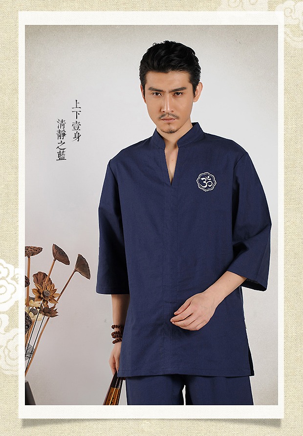 尤佳春夏男士瑜伽服套装棉麻瑜珈服男禅修服男