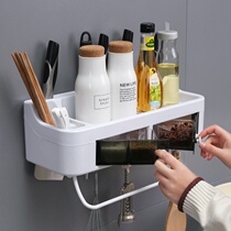 (Clearance) Kitchen shelf wall-mounted non-perforated seasoning rack chopsticks tool storage rack saves space