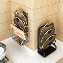 Pot cover rack wall-mounted stainless steel with drain tray kitchen countertop chopping board storage rack shelf with pot cover