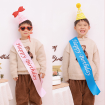 South Korea Ins Happy Birthday Etiquette Shoulder Strap with baby Adult childrens party photo props Decorative Arrangement