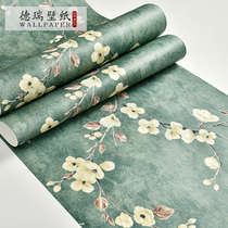 Retro American country pastoral non-woven wallpaper 3D three-dimensional dark green bedroom living room TV background wall paper
