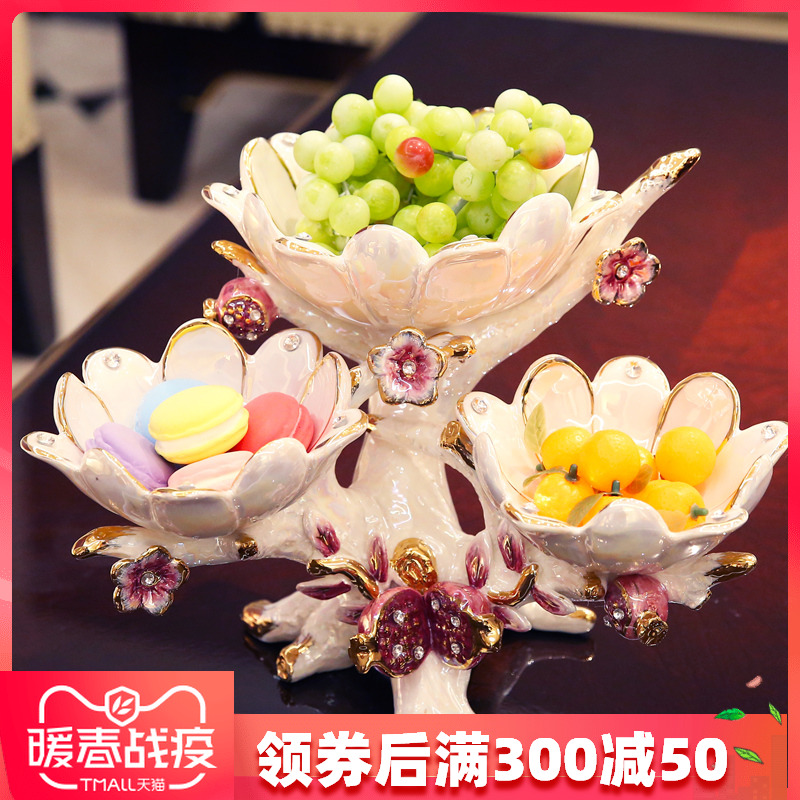 European ceramic creative dry fruit tray, fruit bowls I sitting room tea table three tray was furnishing articles wedding gift