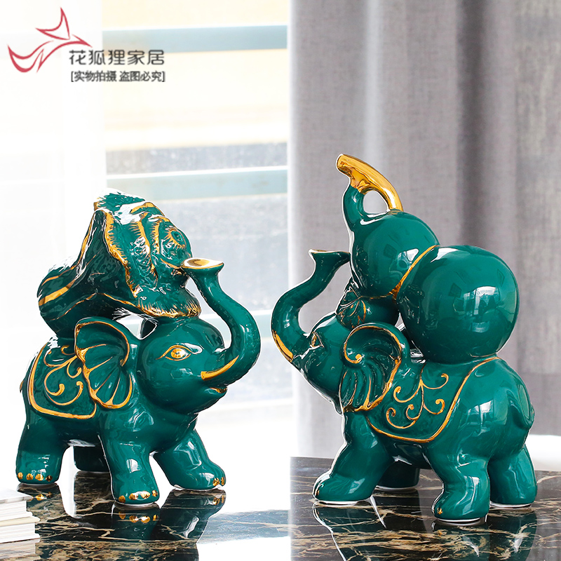 European ceramic elephant furnishing articles auspicious like town house feng shui plutus elephant porch desk light key-2 luxury decoration