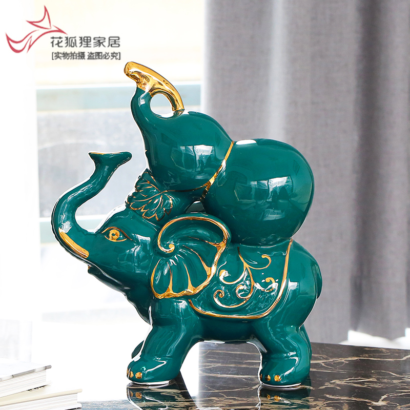 European ceramic elephant furnishing articles auspicious like town house feng shui plutus elephant porch desk light key-2 luxury decoration