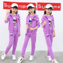 Childrens clothing girls autumn 2021 New set children Korean version of the childrens sports Spring and Autumn fashionable foreign style three-piece set