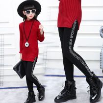 Girls leggings autumn and winter 2021 new children plus velvet padded slim slim child pants winter wear