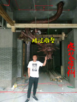 Imitation copper dragon sculpture glass fiber reinforced plastic dragon sculpture water spray dragon wall faucet sculpture relief stone wall hot pot shop decoration