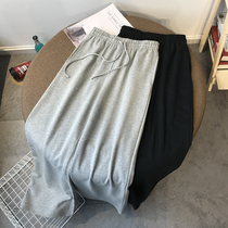 2021 Spring autumn season new thin section high waist wide leg pants pendant feeling woman black loose straight drum pants slim and long pants