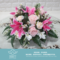Simulation flower table flower hotel large round table flower round table flower Flower Road flower silk flower fake flower table simulation plastic flower