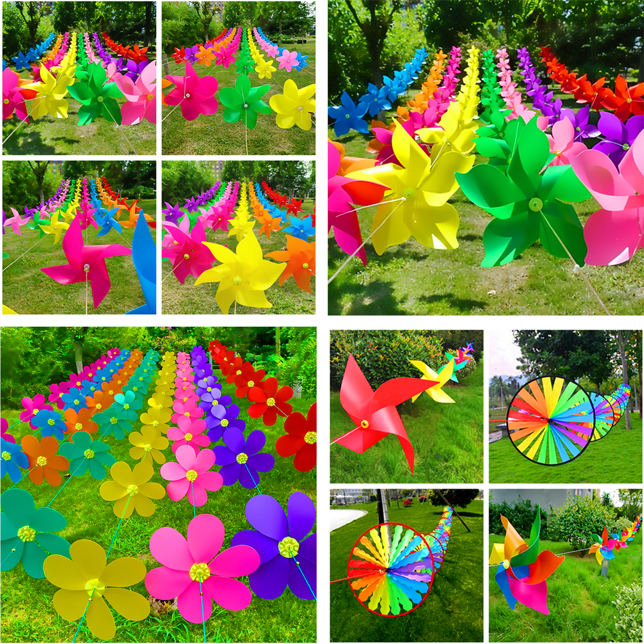 Kindergarten Windmill Hanging Decoration Six One Color Drawing Windmill Celebration Event Decoration Outdoor Windmill Windmill String