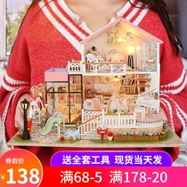 Hongda childrens building blocks assembly toys puzzle 6-7-8-10-12 year old boy house Villa model Female adult