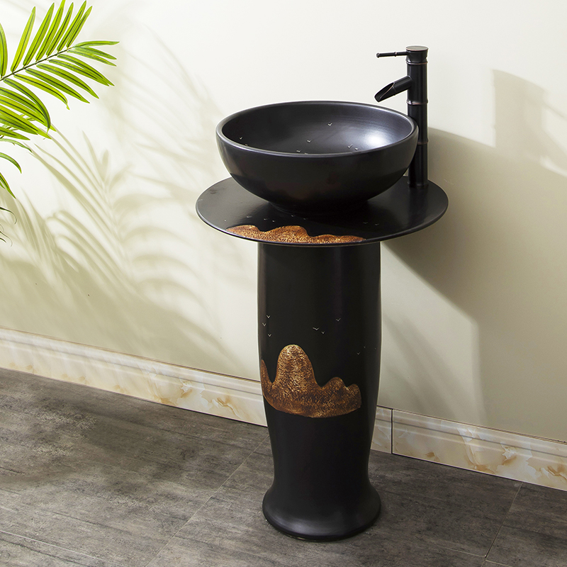 Ceramic column type lavatory floor toilet pillar lavabo one - piece balcony column basin restoring ancient ways