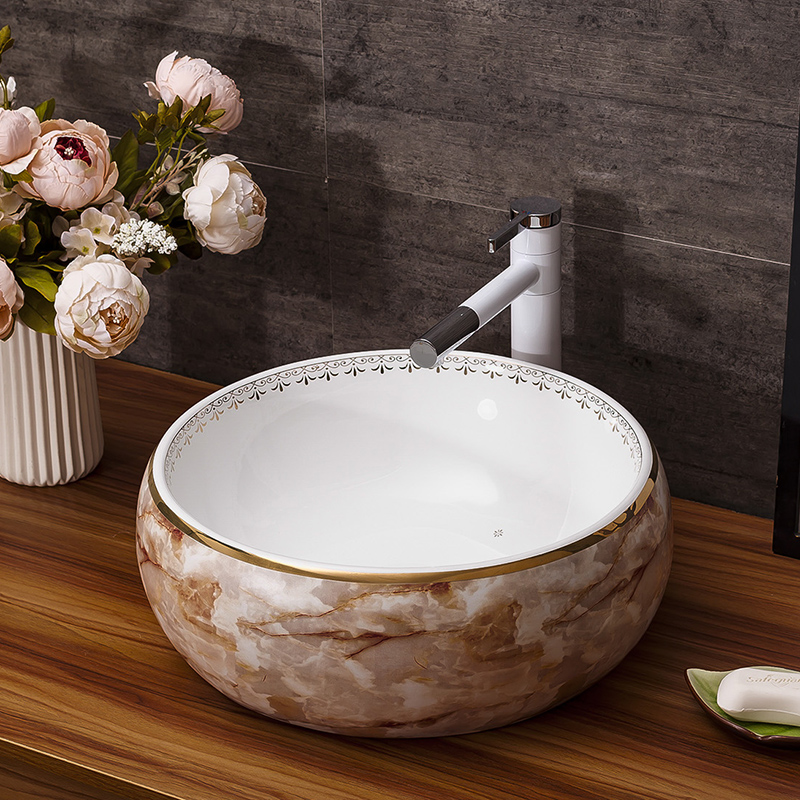 Imitation of marbling square European archaize ceramic stage basin bathroom wash a face to the balcony sink basin of art