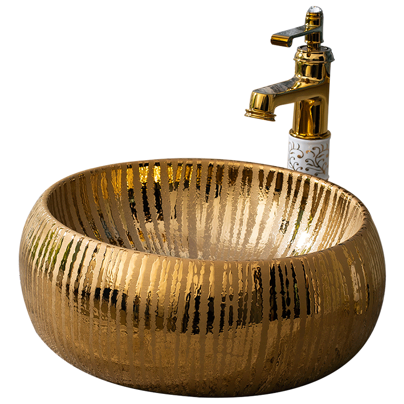On the ceramic basin of continental basin art circle gold basin bathroom sinks balcony sink of jingdezhen