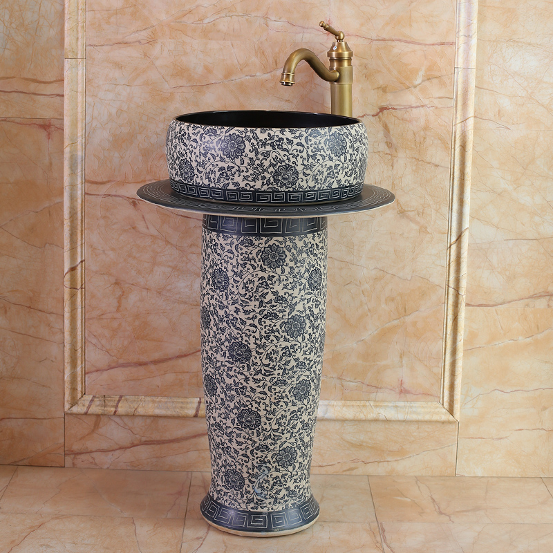 Jingdezhen ceramic art basin floor bath column column European lavabo balcony household lavatory