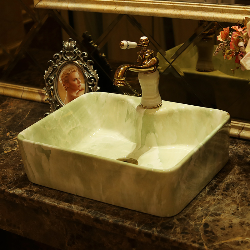 Imitation of marbling square European archaize ceramic stage basin bathroom wash a face to the balcony sink basin of art