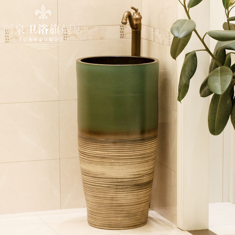 Jingdezhen ceramic art basin pillar basin sink floor type lavatory basin column basin suit