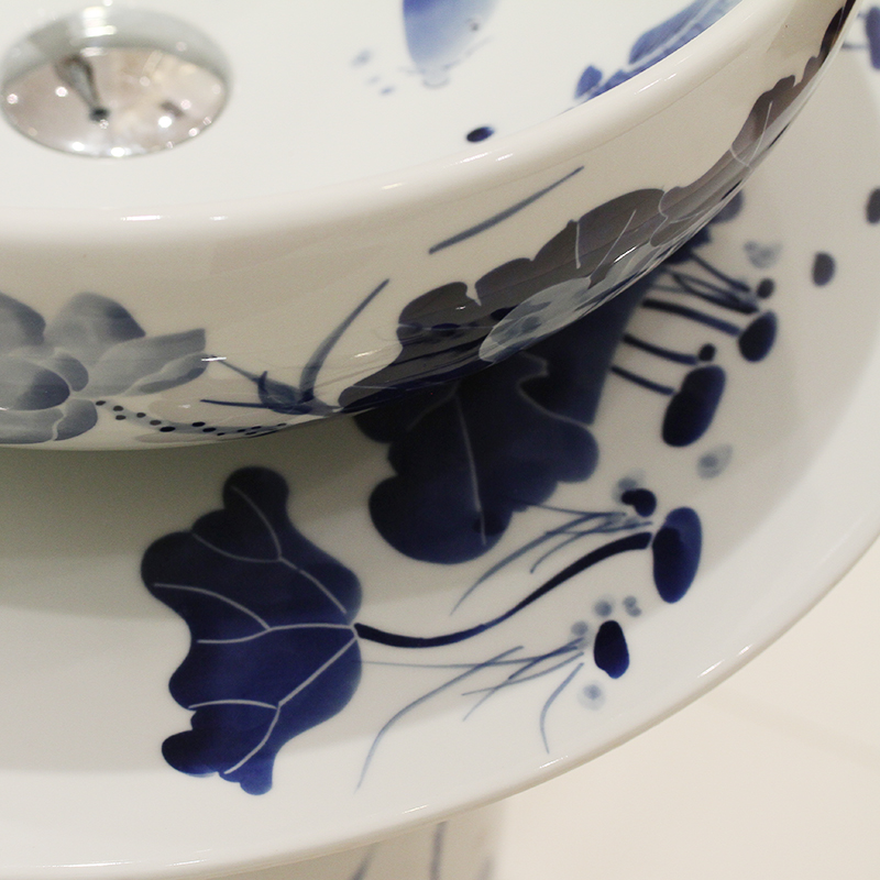 Spring rain jingdezhen balcony toilet ceramic POTS one - piece art on the stage basin lavatory basin that wash a face to wash your hands