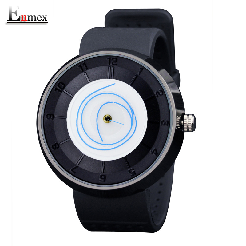 夏日礼物Enmex炫酷手表 简约旋转线条转盘创意手表透气表带