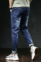 Winter jeans mens thick outer wear 2019 new blue business casual pants mens mens long pants tide