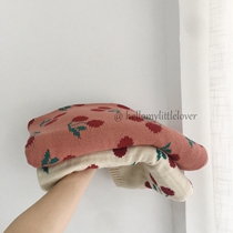 Spring and autumn Korean version cherry pattern knitted blanket Childrens baby stroller blanket Wool blanket