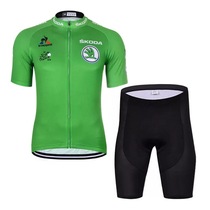 Green Mountain Bike Self Bike Short Sleeve Riding Suit Braces for summer Team Cycling Tour de France Bicycle pants