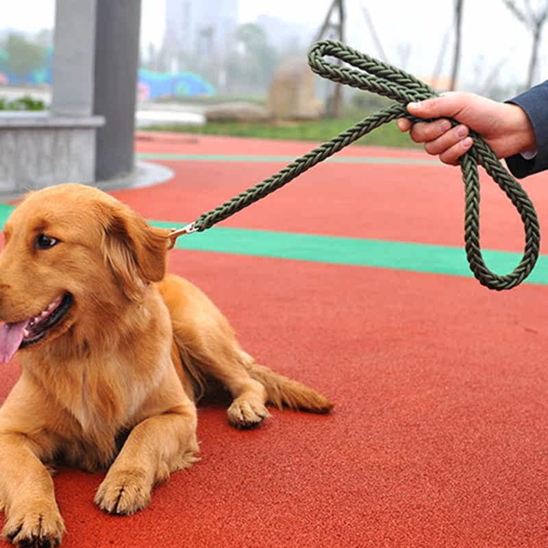 牵引带大型犬专用牵引绳 八股纯手工编织尼龙牵引绳狗链子牵绳