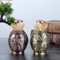 Russian toothpick tube European automatic toothpick box home fashion tableware coffee shop hotel hotel KTV supplies