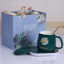 55 degree constant temperature heating warm coaster mug with lid spoon thermos cup couple Cup birthday Teachers Day gift