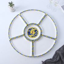 Creative high-quality dish platter Chinese ceramic tableware split combination home round retro style party platter